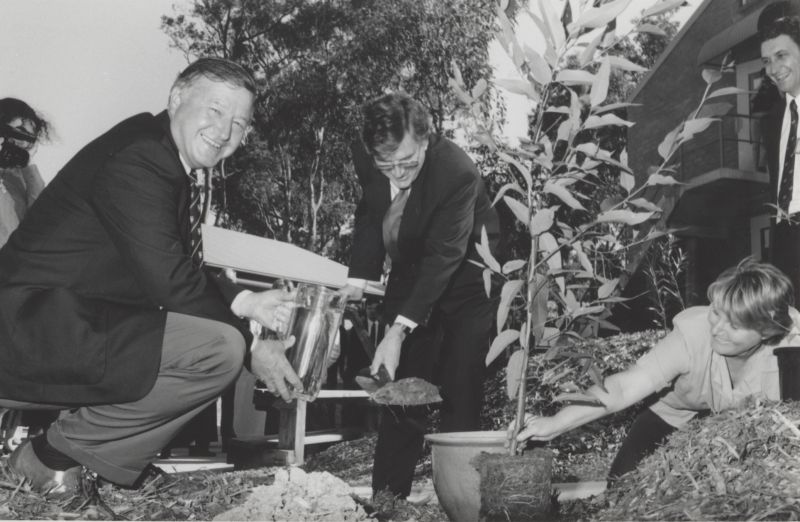 A group of people planting seeds